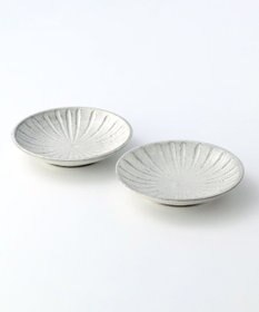 たち吉 【たち吉】粉引彫文中皿〈2枚〉美濃焼