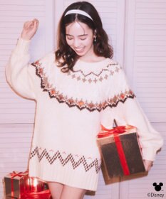 earth music&ecology 【予約】Disney/ミッキー刺繍ノルディックニットチュニック