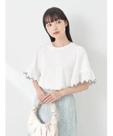 earth music&ecology 配色スカラップスリーブＴＥＥ