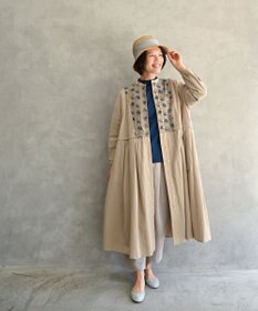 muuc 〈2WAY〉〈遠州織物の工場で織られた上質なコットン生地〉〈オーガニックコットン〉〈チュール素材に花刺繍〉あじさい小花刺繍 羽織り＆ワンピースドレス