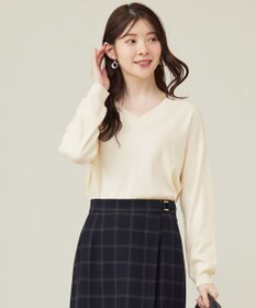 ANY SIS 【ウールブレンドシリーズ】フロント切替Vネック ニット