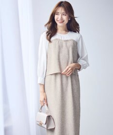 ANY SIS L 【洗える】ツイードコンビ ワンピース