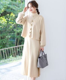 Tiaclasse 【洗える】大人上品なニットカーデ＋ワンピースセット