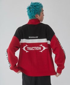 WEGO 【ユニセックス着用ITEM】レーシンググラフィックニットブルゾン