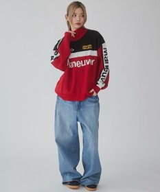 WEGO 【ユニセックス着用ITEM】レーシンググラフィックニットブルゾン