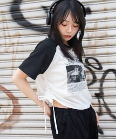 WEGO グラフィックサイドリボンドロストショートT