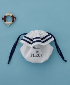 Maison de FLEUR ラインリボンジャカード巾着ポーチ