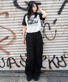 WEGO グラフィックサイドリボンドロストショートT