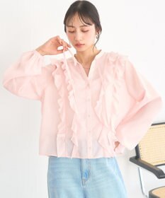 earth music&ecology フリルリボンブラウス