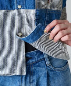 Ripo trenta anni PATCH WORK DENIM SH クロップド丈 デニムシャツ