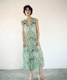GRACE CONTINENTAL シフォンプリントティアードワンピース