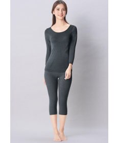 Wing あったかインナー 綿混 裏起毛 厚手 よく伸びる素材 【ラクのびサーモ】 8分袖 長袖 秋 冬 EL6814 ウイング／ワコール