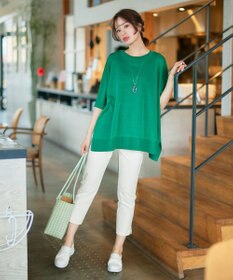 Tiaclasse L 【日本製】ドライモーメント裾スリットパンツ