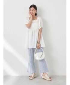 earth music&ecology チェックフレアイージーパンツ