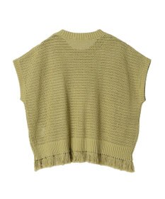 Green Parks 裾フリンジメッシュニットプルオーバー