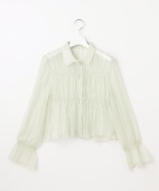 Feroux 【洗える】シャーリング シアーシャツ