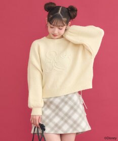 earth music&ecology Disney/ミッキーコード刺繍ニットプルオーバー