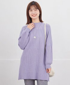 Tiaclasse 【日本製】メランジプリント裏起毛スリムパンツ