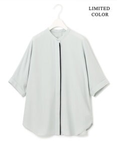 ICB L 【新色追加・接触冷感・UVケア・速乾・洗える】BackSatinAmunzen 5分袖バンドカラーブラウス