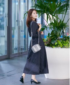 Tiaclasse L 【洗える】配色パフスリーブシャツブラウス