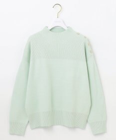 ANY SIS 【洗える】リブコンビボタン ニット