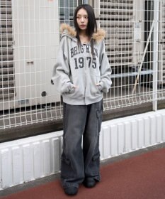 WEGO 裏起毛ファーフードBIGZIPパーカー