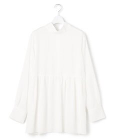 23区 L 【前後着用可能/洗える】ウォッシュドピーチツイル ブラウス