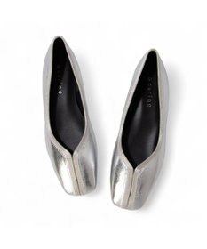 MODE ET JACOMO <carino>スクエアトゥ切り替えデザインフラットパンプス