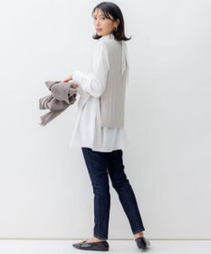 23区 L 【前後着用可能/洗える】ウォッシュドピーチツイル ブラウス