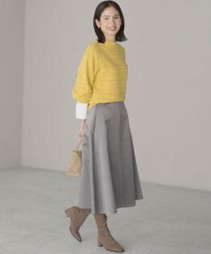 組曲 【WEB限定カラーあり】透かし編みバルキーボーダー柄ニット