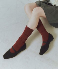 Bridget Birkin 【Bridget Birkin】エラスティックバンドもこもこスクエアバレエシューズ