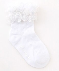 組曲 KIDS 【16-24㎝】レース付シルケット ショートソックス