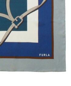 MOONBAT FURLA ビットチェーン柄シルク100%スカーフ 88×88cm