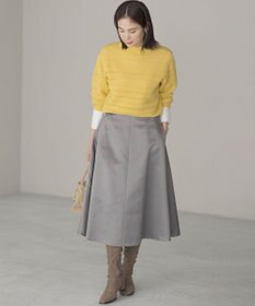 組曲 【WEB限定カラーあり】透かし編みバルキーボーダー柄ニット