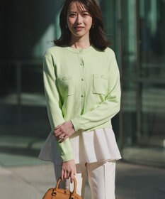 23区 L 【ご好評につき新色追加】ナチュラルコットンベアコンビ ペプラム カットソー