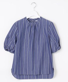 J.PRESS LADIES 【洗える】 セルロース タイプライター ストライプ スタンドカラー ブラウス