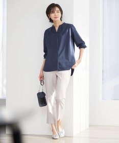 J.PRESS LADIES 【WEB限定】 ピンストライプジャージー バンドカラー カットソー