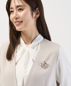 J.PRESS LADIES サークルパール ブローチ シルバー系