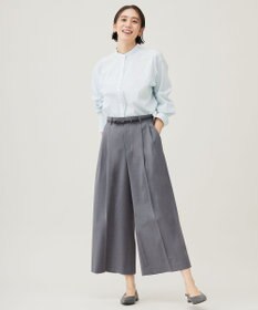 自由区 【洗える】TWラチネストレッチワイドクロップド パンツ