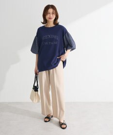 Green Parks チェックバルーンスリーブロゴチュニック