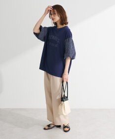 Green Parks チェックバルーンスリーブロゴチュニック