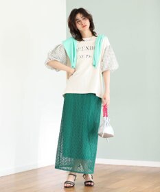 Green Parks チェックバルーンスリーブロゴチュニック