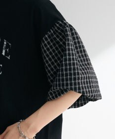 Green Parks チェックバルーンスリーブロゴチュニック