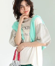 Green Parks チェックバルーンスリーブロゴチュニック