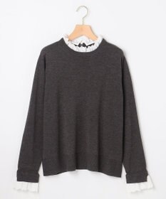 組曲 【WEB限定】レースフリルスタンド ニット