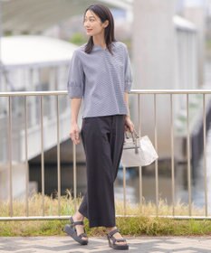 J.PRESS LADIES L 【洗える】リネンストレッチ ワイド パンツ