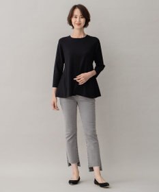 自由区 【洗える】レーヨンポリエステルスムース ペプラムニット