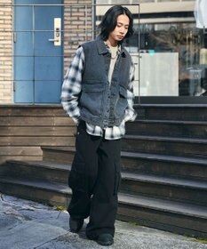 WEGO 【ユニセックス着用ITEM/MLサイズ展開】ワーカーズデニムベスト