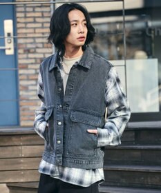 WEGO 【ユニセックス着用ITEM/MLサイズ展開】ワーカーズデニムベスト