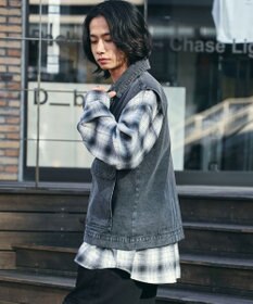 WEGO 【ユニセックス着用ITEM/MLサイズ展開】ワーカーズデニムベスト